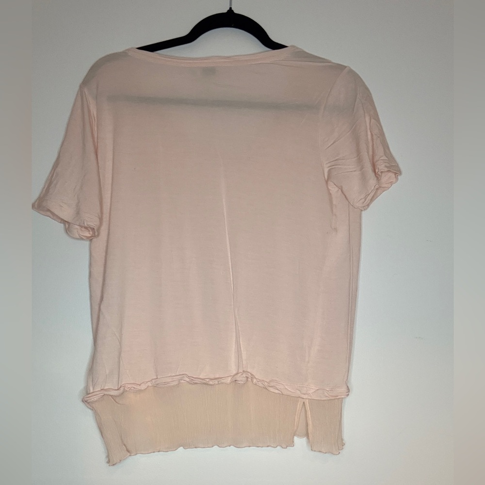 Vince Light Pink Layered Short Sleeve Top Size Medium - Picture 3 of 4